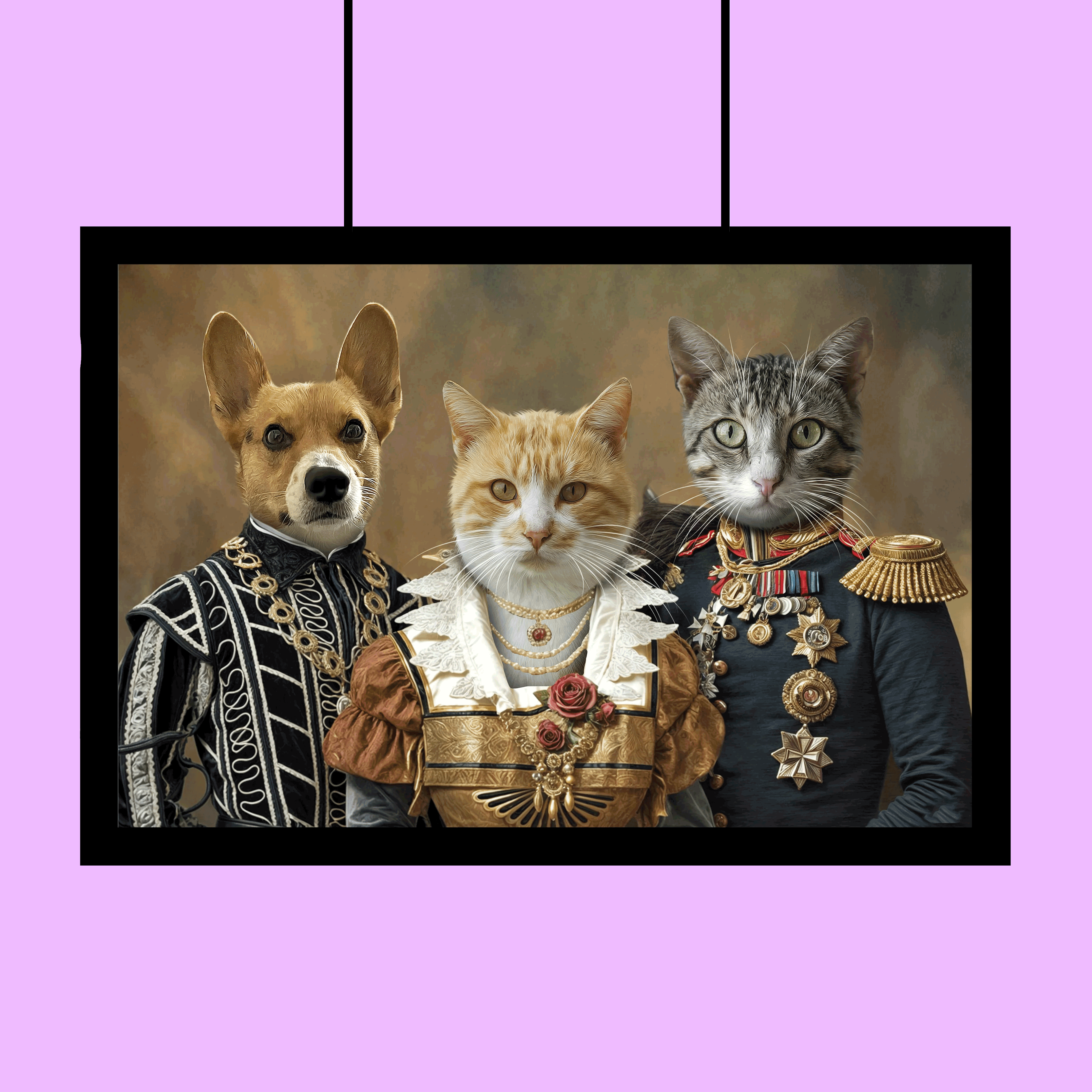 Royal Trio – Noble Multi-Pet Portrait
